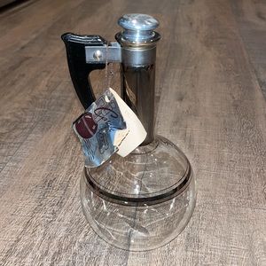 Vintage Inland Atomic Coffee Pot Tea Drink Glass Pitcher Carafe Set Silver